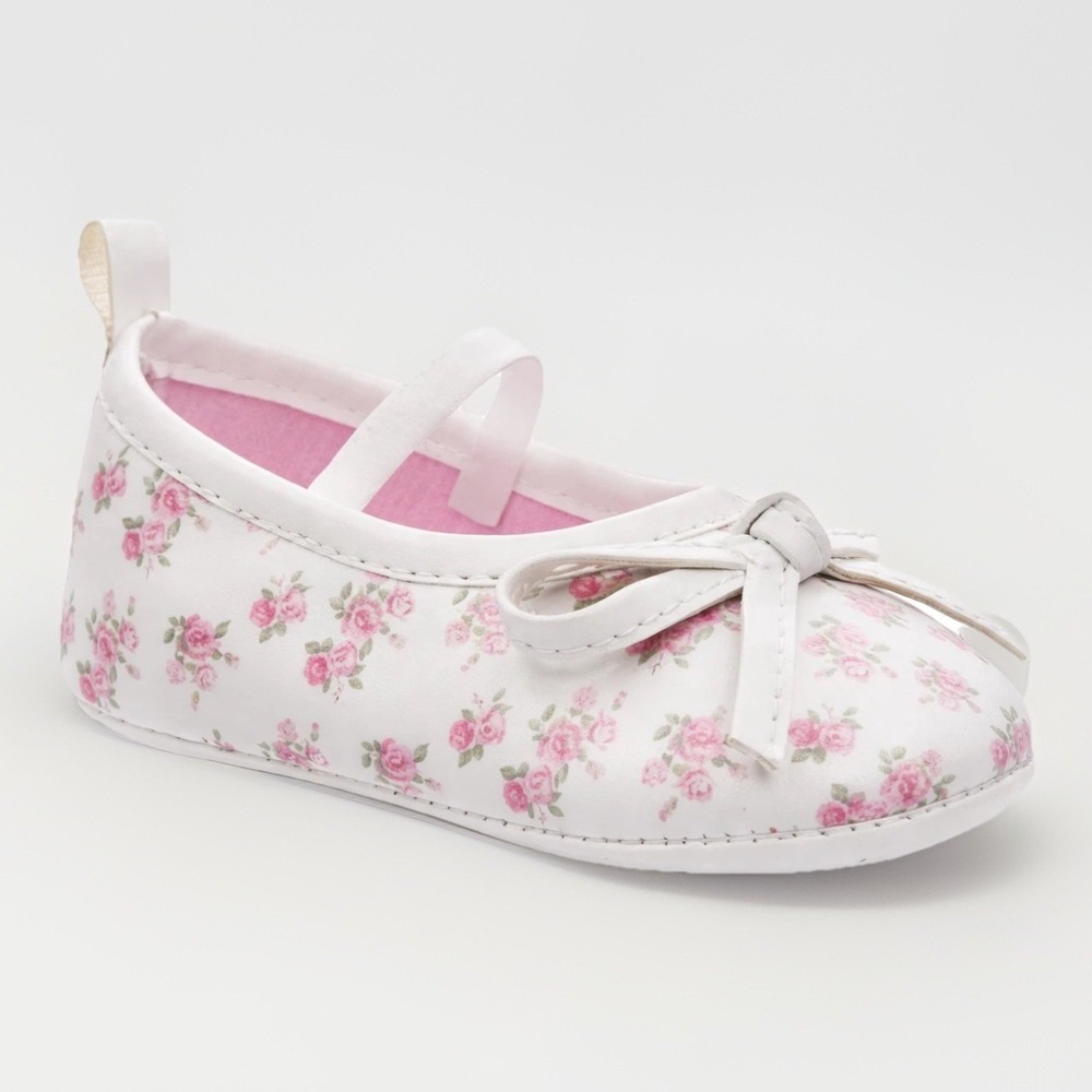 Josmo Infant Baby Girl Size 2-4 Sandals Soft Sole Butterfly & Bow Floral White